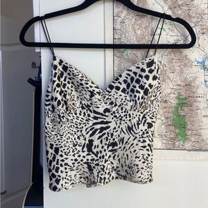 Silk Satin Leopard Cheetah Print Spaghetti Strap Tank Top Zebra